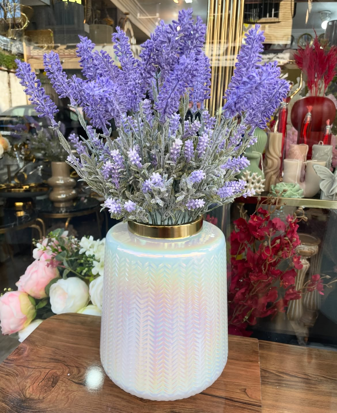 گلدان رومیزی شیشه ای طرح گندم