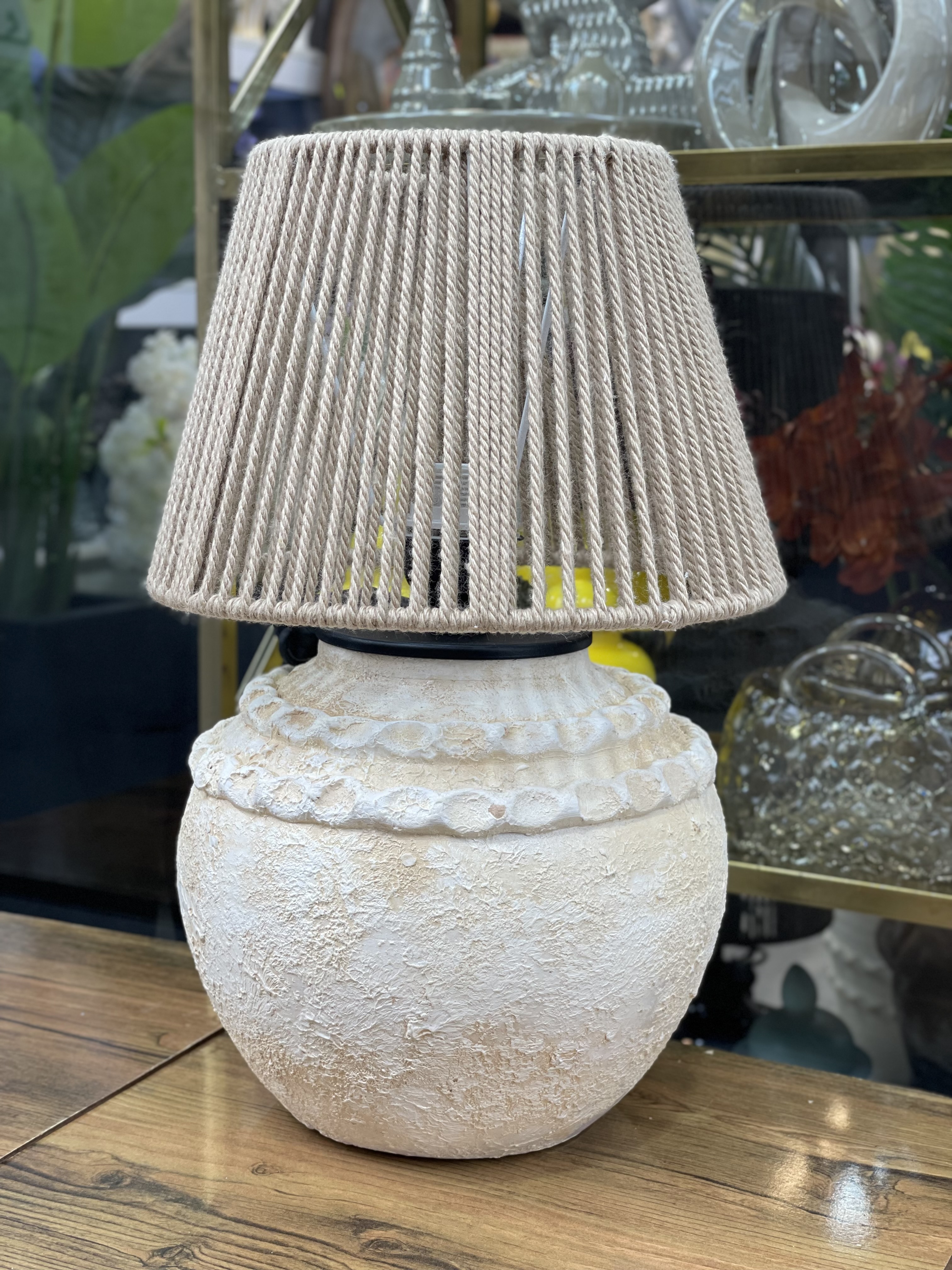 آباژور رومیزی سفالی طنابی