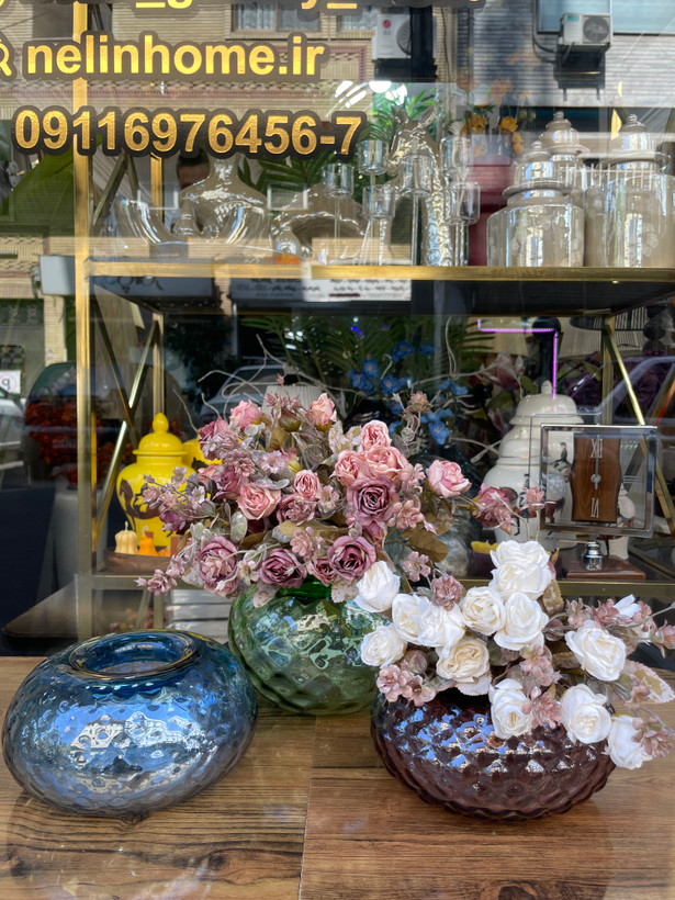 گلدان شیشه ای دستساز دوناتی