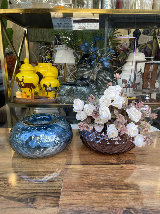 گلدان شیشه ای دستساز دوناتی