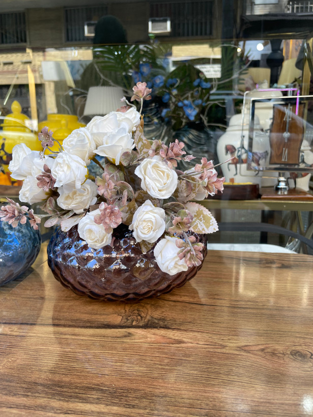 گلدان شیشه ای دستساز دوناتی