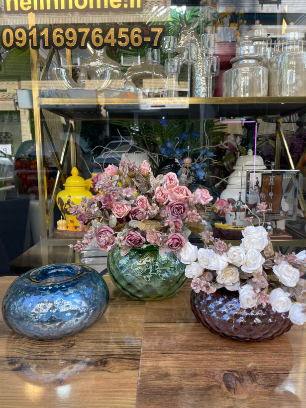 گلدان شیشه ای دستساز دوناتی