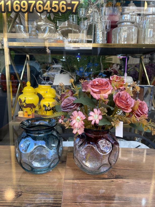 گلدان شیشه ای دستساز کندویی